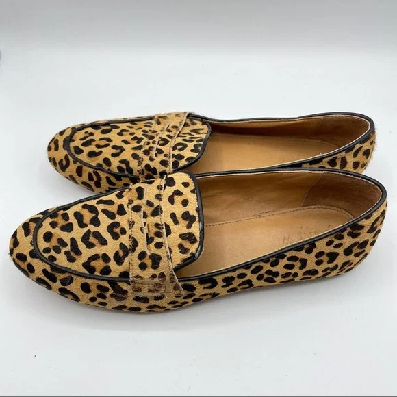 J. CREW Factory Leopard Calf Hair Penny Loafers - Picture 4 of 7